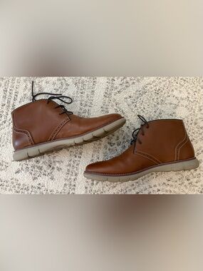 Johnston & Murphy Memory Foam Sheepskin Ankle Boots Brown Sz 8.5